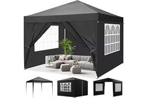 KANWOD RELY ON QUALITY Kanwod Tonnelle 3 x 3 m étanche Torm | Tente de réception avec 4 panneaux latéraux et fenêtres | Tonnelle pliable pour événements, mariage, jardin, stand de marché, marché aux puces | Tonnelle de