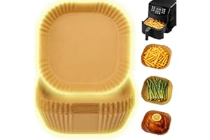 GENÉRICO Papel Freidora Aire Premium 100 unidades Antiadherente y Ecológico, Papel Air Fryer Cuadrado o Redondo apto para Cosori, Cecotec, Ninja, Papel Horno Sin Tóxicos, Accesorios Airfryer