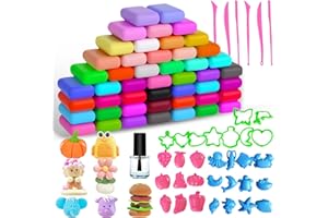 SUNXBUK 48 Colores Arcilla Polimerica Secado al Aire,Plastilina de Colores Variados,Manualidades Niños,Kit Arcilla Secado al Aire,Accesorios para Crear,Regalo Creativo para Niños y Niñas de 3 a 12 Años