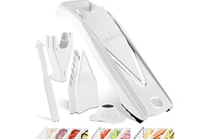 Börner Cortador de Verduras V5 (Set Plus) • Mandolina en V Ajustable con Cuchillas de Acero Inoxidable • Con varios Accesorios + Pelador • Cortar Rodajas, Tiras y Cubos • Color: Blanco