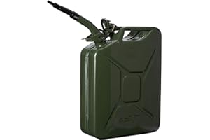 Oxid7® Bidon à carburant 20 litres en métal olive incl. bec verseur | Convient pour l'essence, le diesel & le bioéthanol | Bidon à essence 20L avec homologation UN & type de construction testé