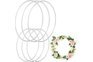 UTXN 6Pcs Metal Floral Hoop Dream Catcher Hoop 10cm 15cm Metal Craft Rings Wreaths Macrame DIY Handcraft Wedding Wreath Decoration（Silver）