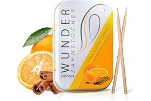 PERFEKTO24 Wunder Cure-Dents avec Saveur – 100 Cure-Dents en Bois - 9 Saveurs Uniques - Parfaits pour le Soin Oral et l’Haleine Fraîche - Cannelle/Orange