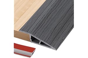 ZAYEJOD 1.2M PVC Rubber Wheelchair Ramp Self Adhesive,Threshold Reducer,Door Floor Threshold Transition Strip,Butt Up Threshold-Moldings Trim for Doorways Carpet Floor Tile Edge(1.5cm,Dark Grey Wood Grain)
