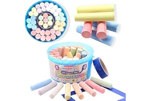 Smart-Planet Straßenmalkreide 43 Stück Kinderkreide 8 versch. Farben mit Klebeband - Kreide Stifte für Kinder - abwaschbare Malkreide im Kreideeimer