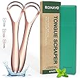 RONAVO Tongue Cleaner - New Upgrade Tongue Scraper with Dual Scraping Head, Metal Tongue Scraper with Travel Case, Rose Gold, 2 Pack by RONAVO Tongue Cleaner for Adults Kids Fight Bad Breath