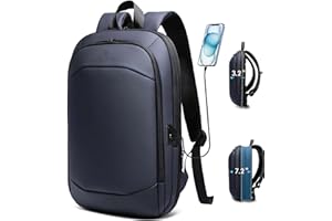 HEROIC KNIGHT Sac à Dos Ordinateur Portable 17 Pouces Léger et Extensible Antivol Imperméable Fonctionnel pour Homme Elegant pour Loisirs Affaire Scolaire avec Port USB 27L (Bleu)
