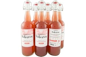 KOMBUTXA BEBIDA TE KOMBUCHA ORGANICA - Confezione da 6ud di 750ml | Sapore Ibisco e Melograno | Bevanda Energetica al Tè Fermentato Biologico | Senza Zuccheri Aggiunti