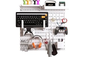 Keepo Kit combinato per pannello forato, organizer modulare da appendere, accessori per configurazione di gioco, supporto per controller e cuffie (bianco)