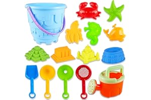 Chennyfun Kinder Strandspielzeug Set, 15 Stück Schloss Sandkasten Spielzeug Set mit Schloss Sand Förmchen, Eimer, Schaufeln-Sandspielzeug Kinder für Kinder, Kleinkinder, Jungen und Mädchen