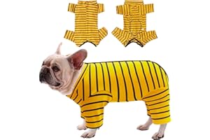 Dolahovy Traje Recuperación para Perros, Post Operatorio Protector Heridas para Mascotas Chaleco Recuperación Quirúrgico Perro Body para Macho Femenino Gatos Perros Pequeños Medianos (S, Amarillo)