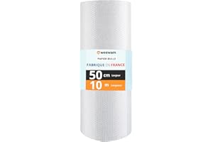 WEEWAM Rollo de Papel de Burbuja 50 cm x 10 m, Película de Burbujas, Protege Embalaje, Papel de Burbujas Grues y Resistente, Ideal para Mudanzas, Proteger Tus Objetos Frágiles, 100% Reciclable