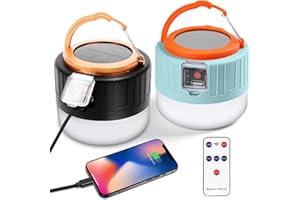 Flintronic Lámpara Camping Solar 2Piezas, Linterna de Cámping Recargable 1000 Lumen, 5 Modos Luz de Emergencia, Impermeable Faroles de Acampada para Senderismo, Camping, Pesca, Caza