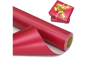 BIHIYII Red Wrapping Paper 43 cm x 10 m, Christmas Pearlescent Gift Kraft Paper Roll, Pearly Lustre Sparkle Solid Color Matte Gifts Wrap for Christmas Xmas Wedding Birthday