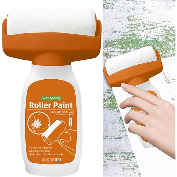 White Wall Paint Repair Kit - 1000g Water-Based Paint With Small Roller Brush For Touch-Ups & Stain Covering - View #3