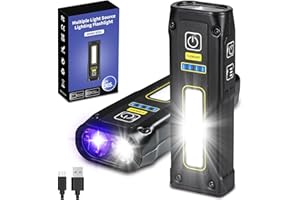 ‎DARKBEAM DARKBEAM Latarka UV 365nm Czarne światło, latarki LED EDC o wysokiej jasności, ładowalna lampa Woods USB C, mini magnetyczne jasne czerwone światło COB - zasilanie awaryjne - do moczu zwierząt domowyc