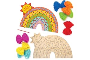 Baker Ross- Kits de enhebrado de Madera arcoíris (Paquete de 4), Color (AW420)
