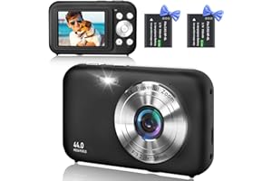 YLSHGXFC Aparat cyfrowy 1080p FHD 44 MP, aparat fotograficzny, kompaktowy aparat cyfrowy, możliwość ponownego ładowania, aparat cyfrowy z zoomem cyfrowym 16 x, dla dzieci, dorosłych (czarny)