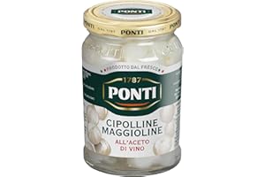 Ponti, Cipolline Maggioline all'Aceto di Vino, Ideali per Contorni e Aperitivi, Ottimi da Aggiungere ad Insalate, 100% Made in Italy, 300 gr