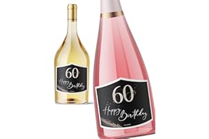 JOLI COON JoliCoon 60 Happy Birthday - Etichetta per bottiglie - 60 anni compleanno - 9,3x7,8cm