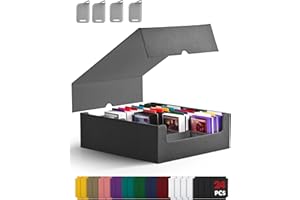 ZLCA Trading Card Storage Box, Commander Card Deck Case Holds 2400+ Cards, MTG Deck Box mit 4 Stopfen, Magic Card Organizer für TCG PTCG Karten(Black)