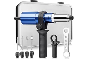 AUTOUTLET Accesorio de Remache para Taladro Destornillador Inalámbrico, Adaptador de Remache Eléctrico con Remaches de 80 piezas 2,4/3,2/4,0/4,8 mm para Remaches Ciegos