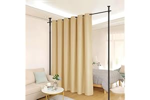 Caossuixin Raumteiler Paraventgestell Gardinenstange, ohne Bohrung Vorhangstangen Paravent, Flexibel Verstellbarer Paravent ohne Vorhang für Wohnzimmer, Schlafzimmer, B 70-178 cm H 122-310 cm, Schwarz