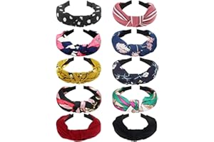 DRESHOW 10 Piezas Diademas de Pelo Anchas Elástica Turbantes Diadema de Nudo Bandas Diadema Para Mujeres y Niñas