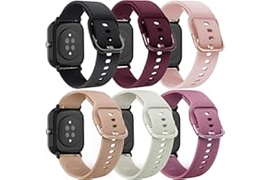 TUCOMO Zestaw 6 silikonowych bransoletek kompatybilnych z Amazfit GTS 4 Mini / GTS 4 / GTS 3 / GTS 2 Mini/GTS 2e/GTS 2/GTS/Active, miękki, sportowy, zapasowy pasek do Amazfit Bip U Pro/Bip 3 Pro/Bip