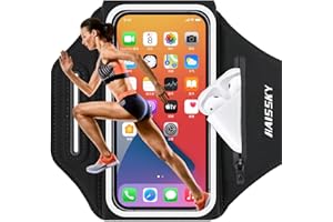 Handytasche Joggen mit Kopfhörertasche, Razobws Armband Handy Arm Strap Band Hülle für iPhone 14 13 12 11 Pro Max Galaxy S23 S22 Ultra wasserdichter Gürtel mit verstellbarem 17,2 cm (6,8 Zoll)