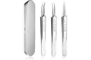 WY LIGHTING LEVEL 3 Stücke Pickel Pinzette Edelstahl Mitesserentferner Set Komedonenquetscher Mitesser Pinzette Mitesserentferner Pickel für Entfernung Von Mitessern Auf Nase Und Gesicht Unisex (Silber)