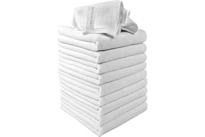Clay Roberts Microfibre Cleaning Cloths, 40cm x 30cm - Pack of 10, White, Machine Washable, Polishing, Waxing & Dusting Cloth, Lint-Free, Kitchen Towel, Car Cleaning, Microfiber