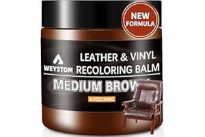 WEYSTOM Leather Recoloring Balm - Restorative Colorant for Furniture, Bags & Auto Interiors | Repairs Scratches, Fades & Cracks While Renewing Leather Surfaces (Medium Brown)