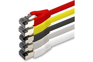 1aTTack.de 1m Cat 8 Netzwerkkabel CAT8 Kabel Farben Set - 5 Stück Cat.8 Lan 2000 Mhz 40 Gbit s 40GBase-T Poe+ Patchkabel Ethernetkabel LSZH - 5 x 1 Meter