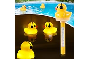LanBlu Pool Thermometer Floating, Pond Water Thermometer with Solar Powered Duck Light, Hot Tub Thermometer Easy to Read at Night, Water Temperature Thermometer for Swimming Pools, Bath, Spa