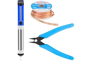 GRUIQRD Entlötpumpe, Entlötdocht, Mikro-Scherdrahtschneider, 3-teiliges Lötwerkzeug-Set, Lötkolben-Assistenzzubehör DIY-Kit
