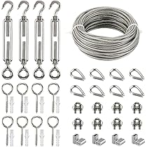 PATIKIL Kit Cavo D'Acciaio 3mm X 10m – Rivestito In Vinile Verde Con 20 Manicotti Crimpare M3 – Carico Max 73,5kg – Per Stendibiancheria, Luci, Piante