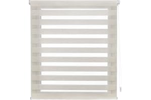 Blindecor Indus Sensa attrezzi | Tenda a rullo a doppio strato senza perforazione | Colore Lino 82 x 180 cm (Larghezza x Altezza) | Dimensioni del tessuto 79 x 175 cm