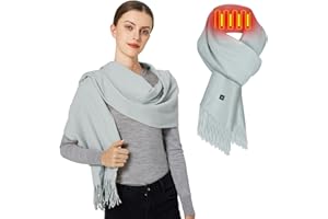 Qdreclod USB Bufanda Calentador con 3 Niveles de Temperatura Ajustable, Unisex Bufanda Eléctrica a Prueba de Viento con Bolsillos, Invierno al Aire Libre Interior