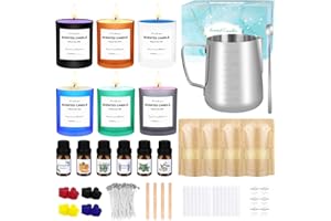 KERCAMKEL Kit bougie a faire soi meme adulte,Ensemble de bougies à faire soi-même avec parfum de qualité supérieure avec cire d'abeille, boîtes à bougies, huile parfumée, blocs de teinture (Blue)