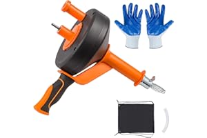 Dhouse Rohrreinigungsspirale 10m - Umweltfreundliche Abflussspirale mit Bohrer-Adapter & Handschuhen - Rostfreie Edelstahl-Feder für Küche & Bad - Manuell & Elektrisch - Komplettset (10M)