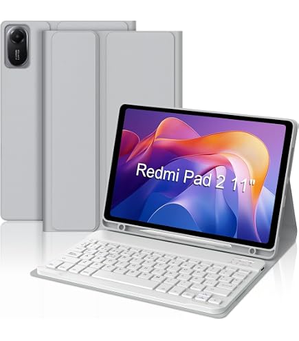 Custodia Con Tastiera Bluetooth Per Redmi Pad 2 11" 2025 | Layout Italiano QWERTY, Staccabile, Supporto Multi-angolo, Colore Rosa - 3