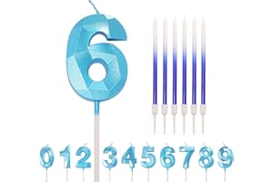 HONGCI Number Candle Blue 6 Candle 6th Birthday Candles for Cake, Happy Birthday Candles 6th Birthday Cake Candles Cake Topper for Kids Boys Birthday Wedding Company Anniversary Cake Decorations