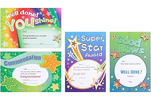 VALICAER 100 PCS Achievement Award Auszeichnung Sparkling Zertifikat Gratulation Auszeichnung, A5 Anerkennungsprämie Auszeichnungen, Vorschulauszeichnung Karte für Schulsachen Schüler