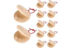 12 Stück Holz-Kastagnetten, Finger-Percussion-Musikinstrumente für Kinder und Erwachsene, erdtonfarbenes Rhythmus-Lernspielzeug-Set, Party- und Klassenzimmer-Geschenk von Luwecf