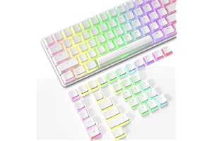 LexonTech MK21 Keycaps 60-87-104 Double Shot retroiluminado PBT Pudding Keycap Set (Blanco)