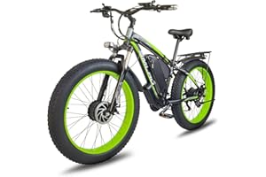 Hyuhome Dual Motors Fat Tire Electric Bike for Adults Men Women，26''*4.0" Fat Tire E-bike with Shimano 21 Speed Mountain Bicycle, 48V 15AH MTB E-Mountainbike