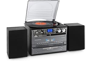 Auna Vinyl Record Player, Vinyl Records Turntable Record Players for Vinyl w/Speakers, Home Audio Record Players, Retro Vintage USB & CD Turntable, AUX, Speakers Stereo Systems w/Turntable