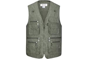 Btmpmcs Gilet da Pesca All'aperto da Uomo Casual Multi-Tasche Panciotto Leggero Traspirante Gilet da Sport Reporter Caccia Fotografia Giacca da senza maniche da Lavoro