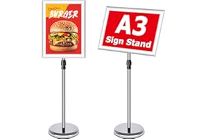 VAIIGO Soporte para Carteles A3 Aluminio Ajustable Giratorio 360° Soporte de Información Soporte Publicitario Soporte de Anuncio Porta Carteles Atril Expositor Menú Oficina Restaurante Tienda Plateado